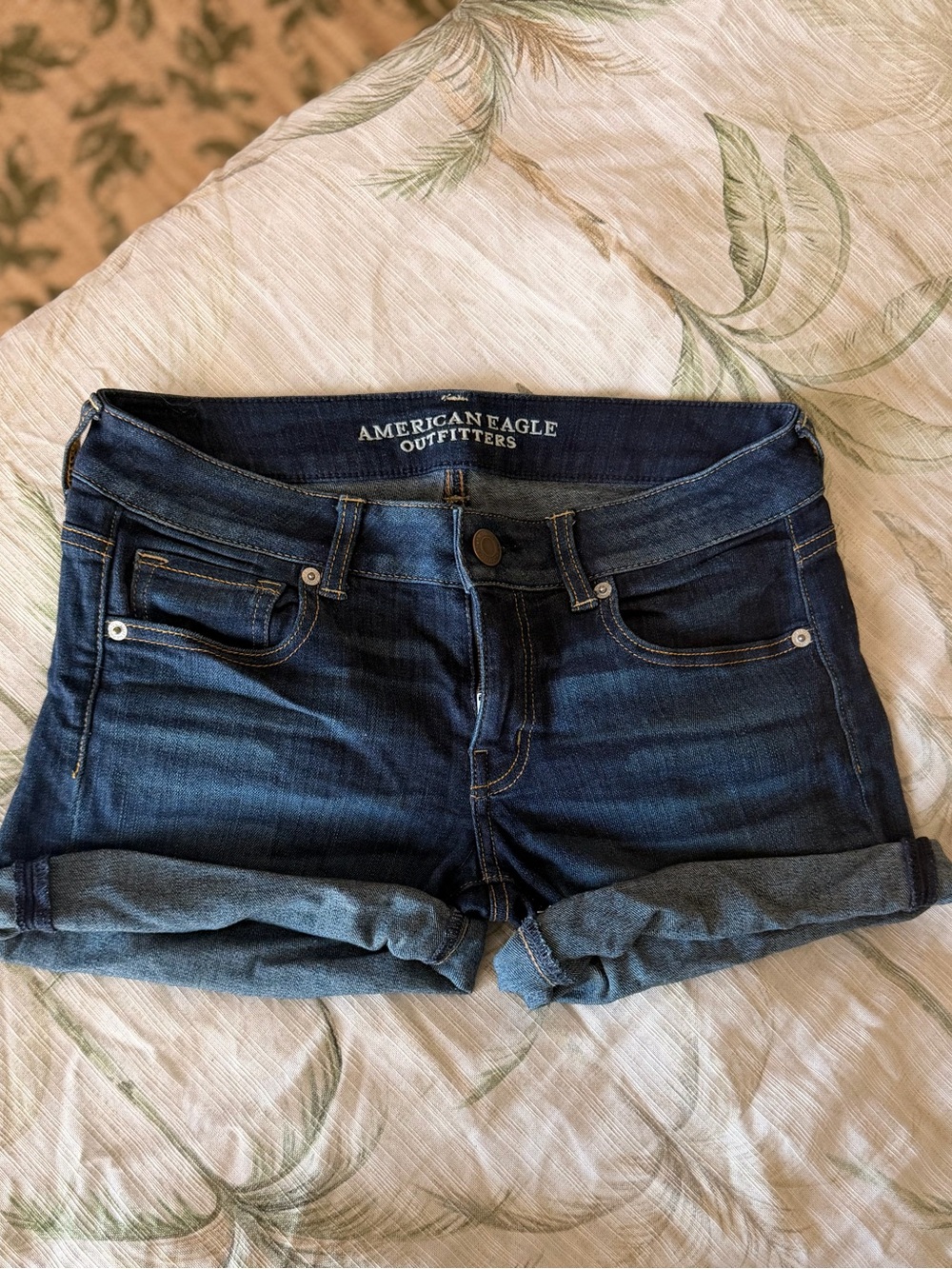 American Eagle Outfitters Indigo Roll-Cuff Denim Shorts